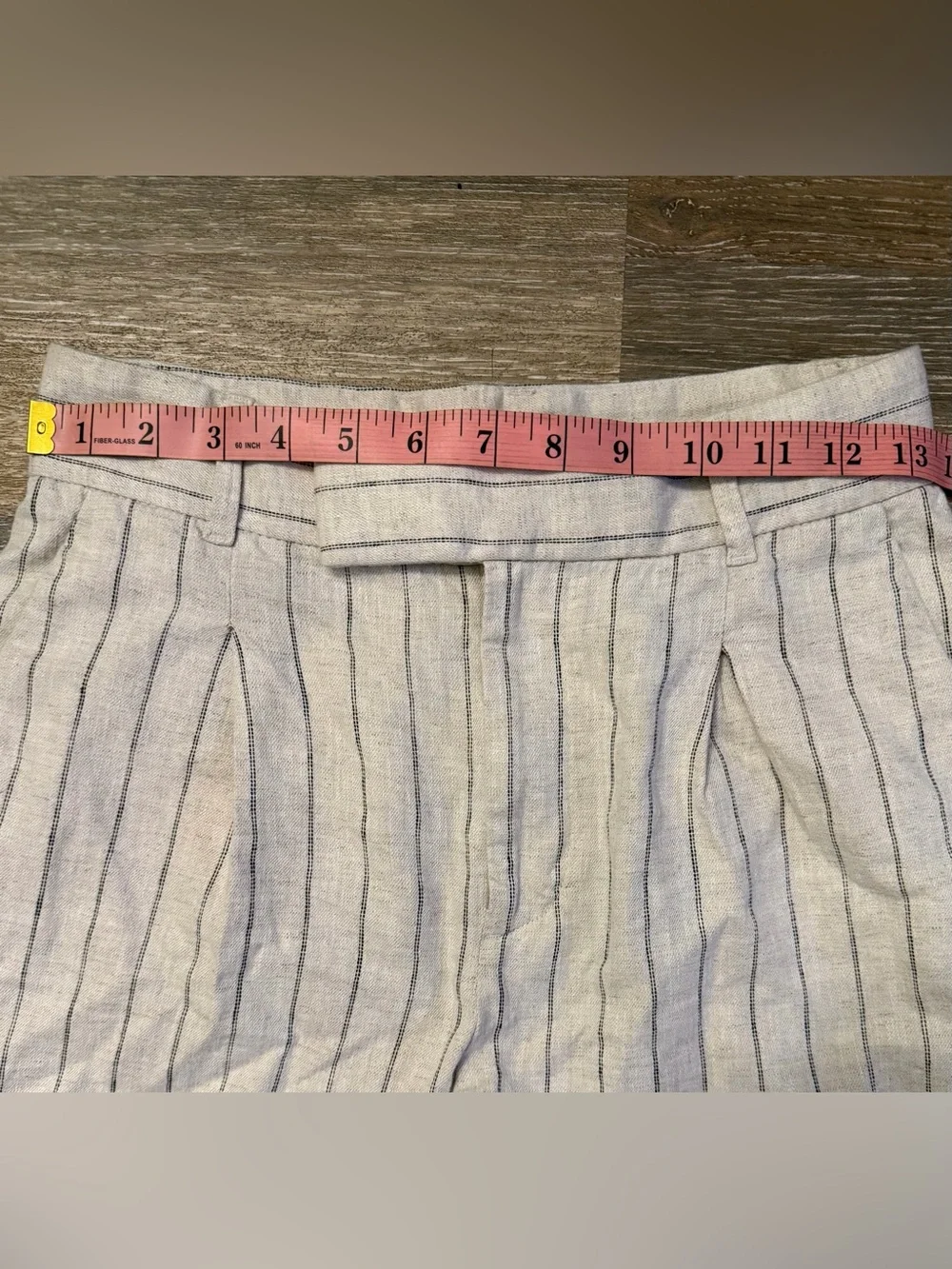 Banana Republic Linen Blend Wide Leg Pinstripe Pants Size 2 Cream High Rise